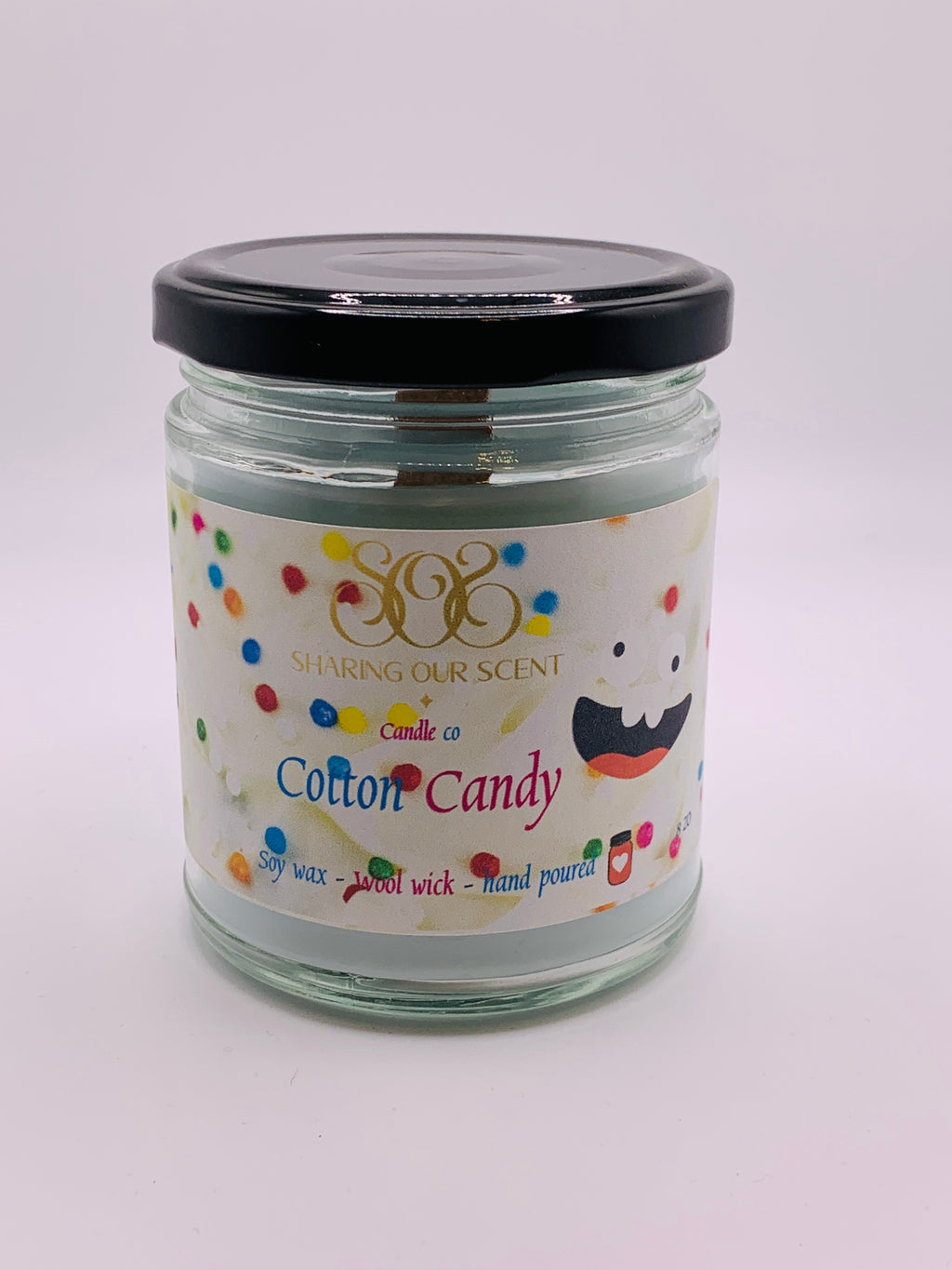 Sweetie - Cotton Candy Scented Soy Candle with Rainbow Quartz